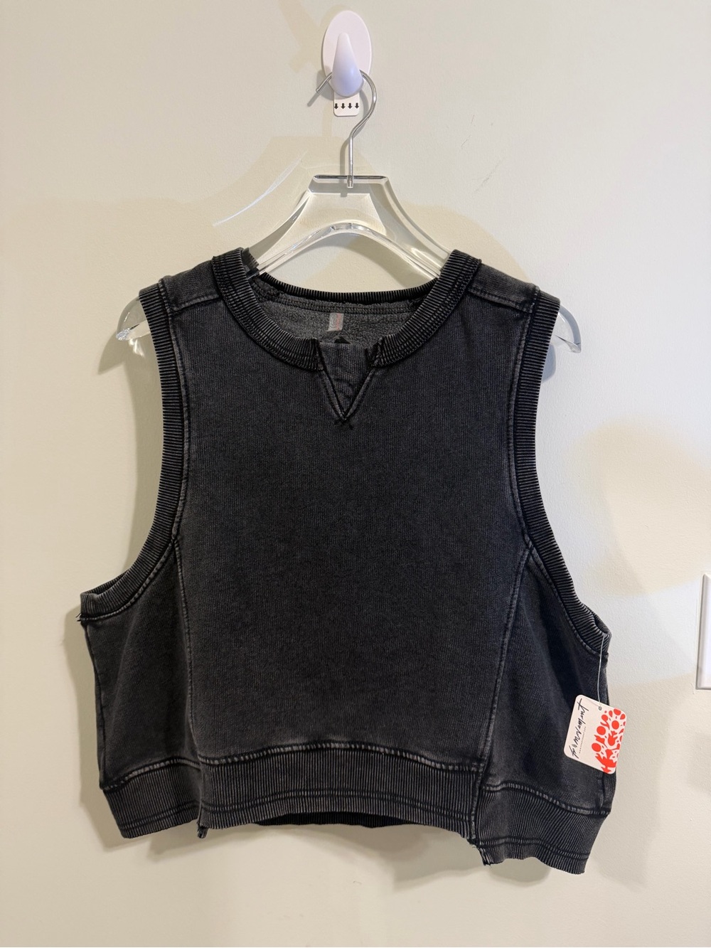 Free People FP Movement Sleeveless Cropped Sweatshirt Notch Neck NWT